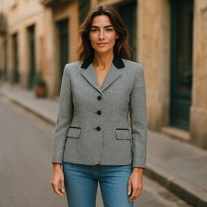 Evan Picone Houndstooth Velvet Collar Suit Blazer Jacket Women's 16W NWT